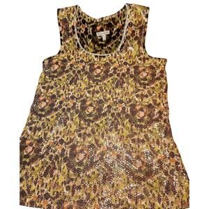 Fashionbug Y2K Sequined Sleeveless Tank top Retro Size Large Green